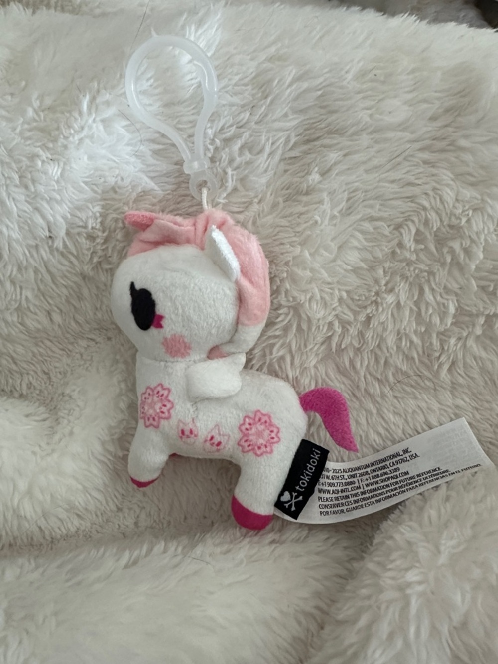 tokidoki White & Pink Unicorn Plush Key Clip